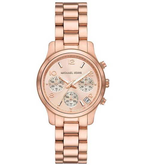 Women's Runway Chronograph Stainless Steel Rose Dial Watch